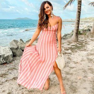 ESSEX EMPIRE WAIST MAXI DRESS - BUBBLEGUM